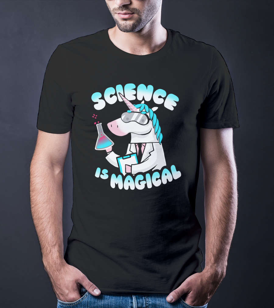 Science Is Magical Unicorn In Lab Coat With Beaker T-Shirt