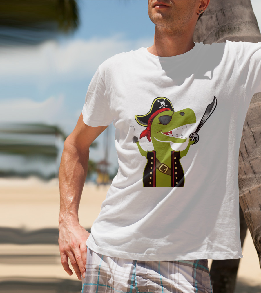 Pirate Dinosaur With Hook And Sword T-Shirt