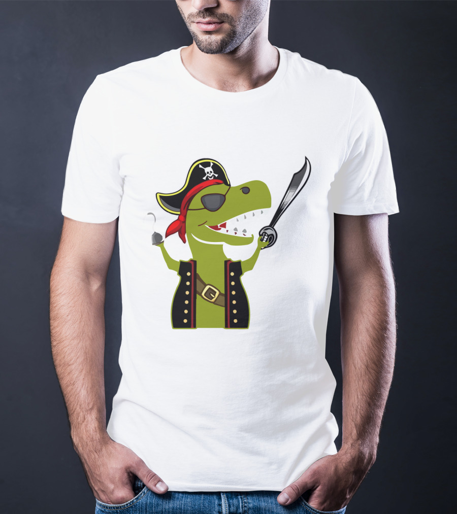 Pirate Dinosaur With Hook And Sword T-Shirt
