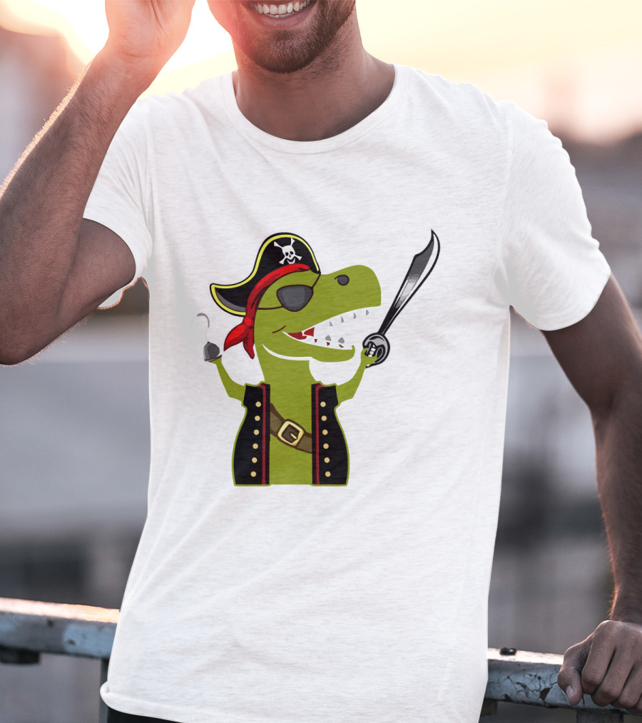 Pirate Dinosaur With Hook And Sword T-Shirt