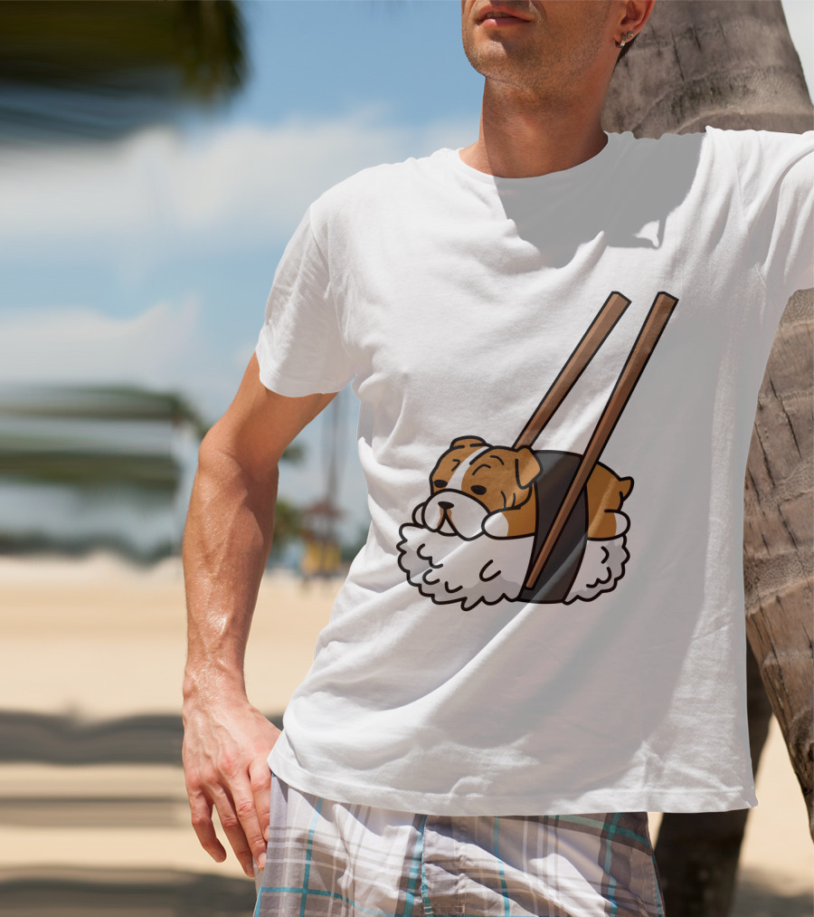 Pugsushi Funny Pug Dog Sushi Roll With Chopsticks T-Shirt