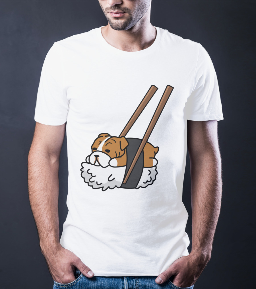 Pugsushi Funny Pug Dog Sushi Roll With Chopsticks T-Shirt