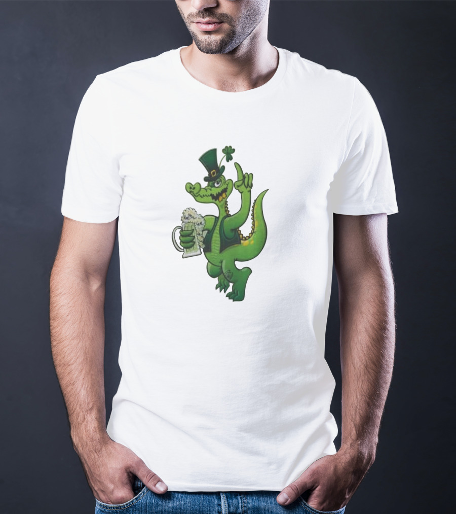 Dinosaurs Patricks Green Beer Hat Clover T-Shirt