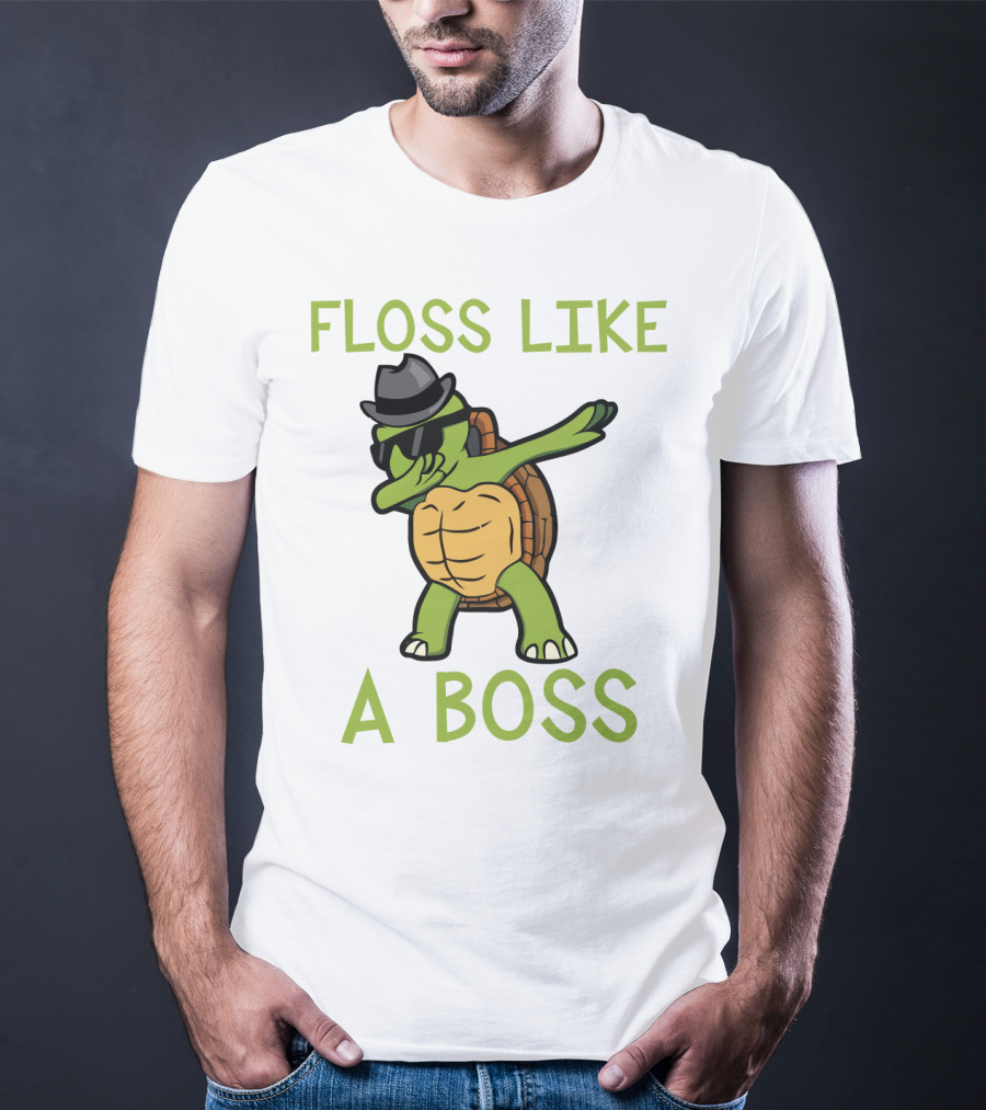 Dabbing Turtle Floss Like A Boss With Hat And Sunglasses T-Shirt