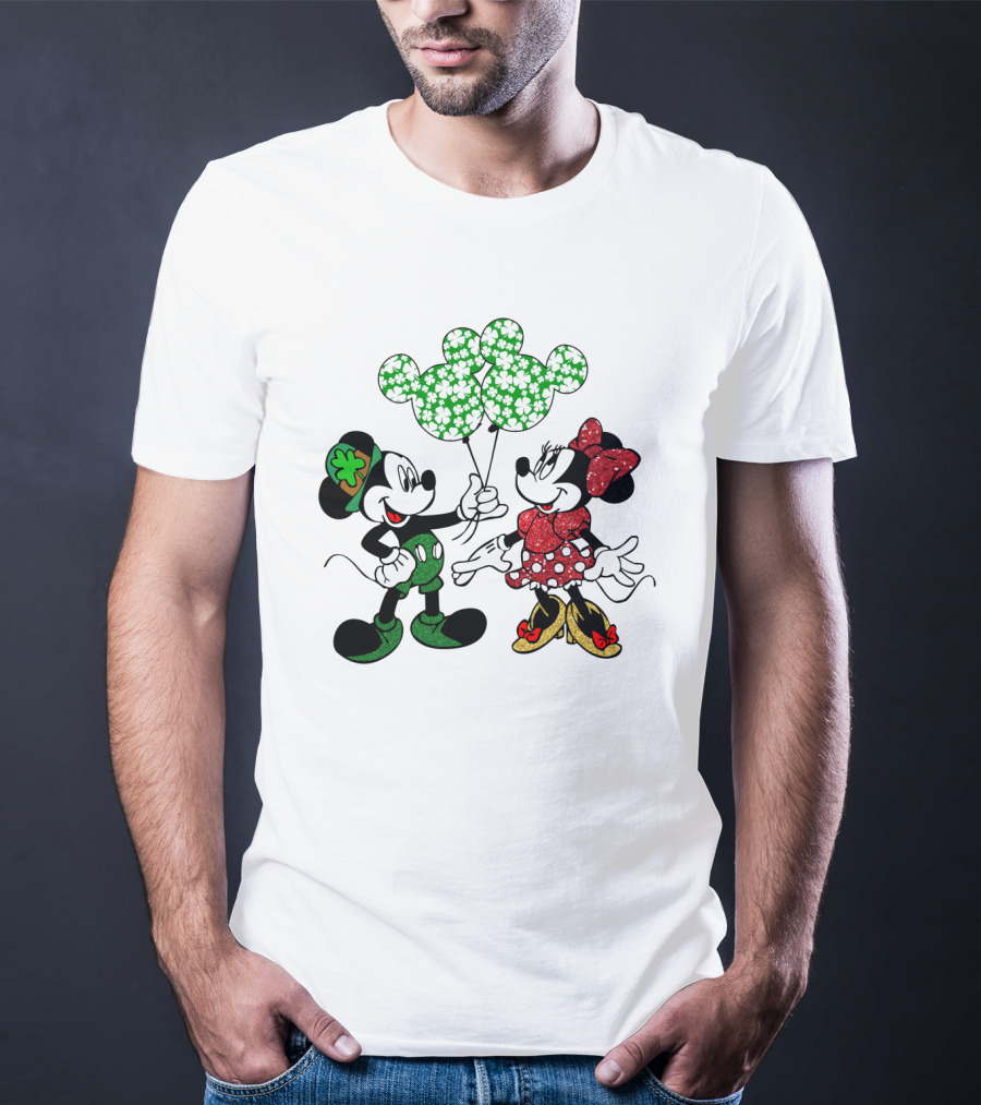 Mickey Mouse Minnie Mouse St. Patrick's Day Shamrock Balloons T-Shirt