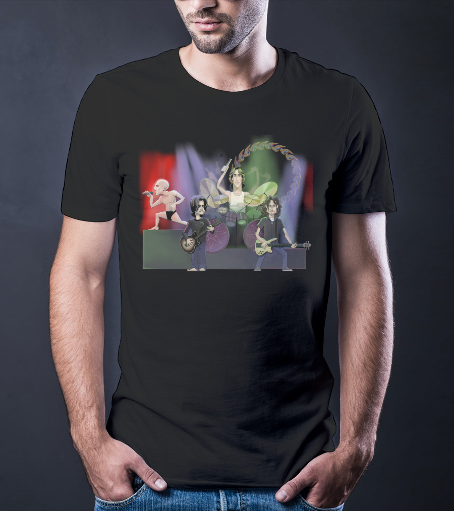 Tool Band Caricature Concert Scene With Animated Rock Musicians T-Shirt