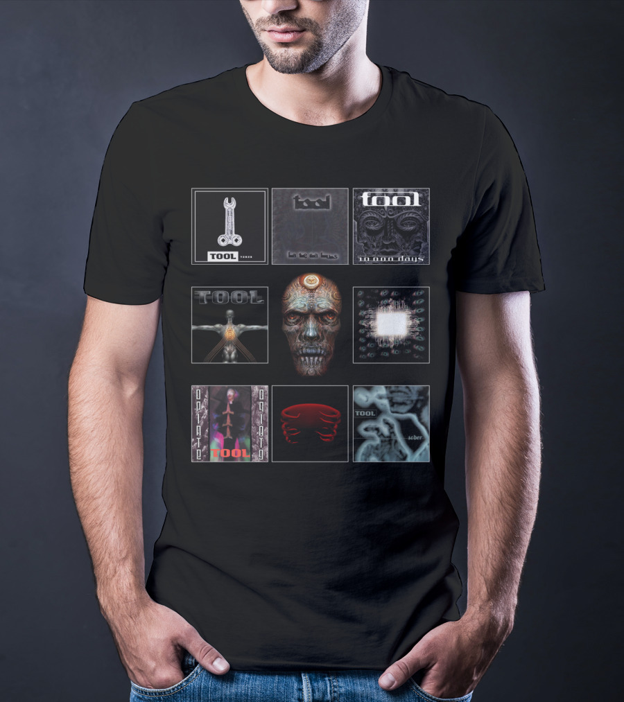 TOOL Albums Undertow Lateralus 10,000 Days Enima Opiate Fear Inoculum Salival Sober Key Art Compilation T-Shirt