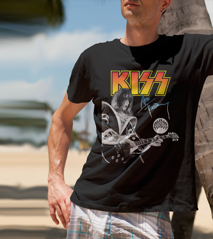 KISS Ace Frehley Signature Electric Guitar Iconic Rock Legend T-Shirt