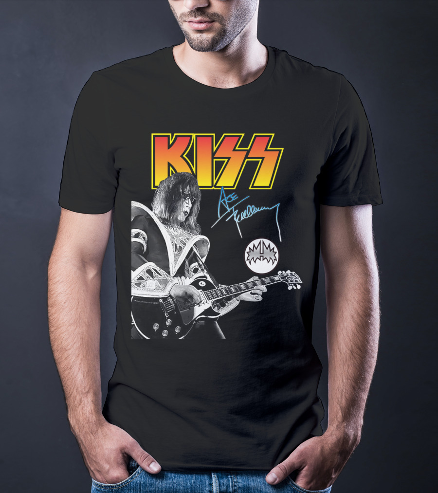 KISS Ace Frehley Signature Electric Guitar Iconic Rock Legend T-Shirt