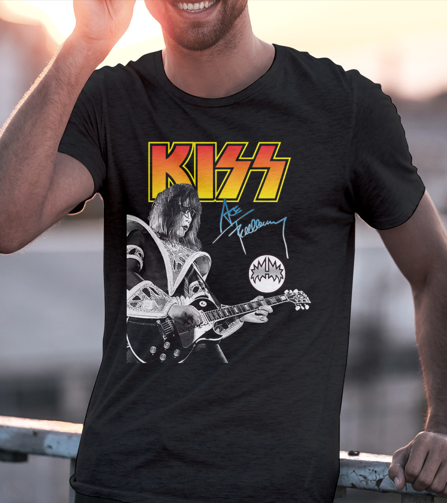 KISS Ace Frehley Signature Electric Guitar Iconic Rock Legend T-Shirt