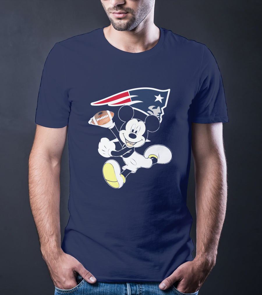 Mickey Patriots Football Fan Crossover With Iconic New England T-Shirt