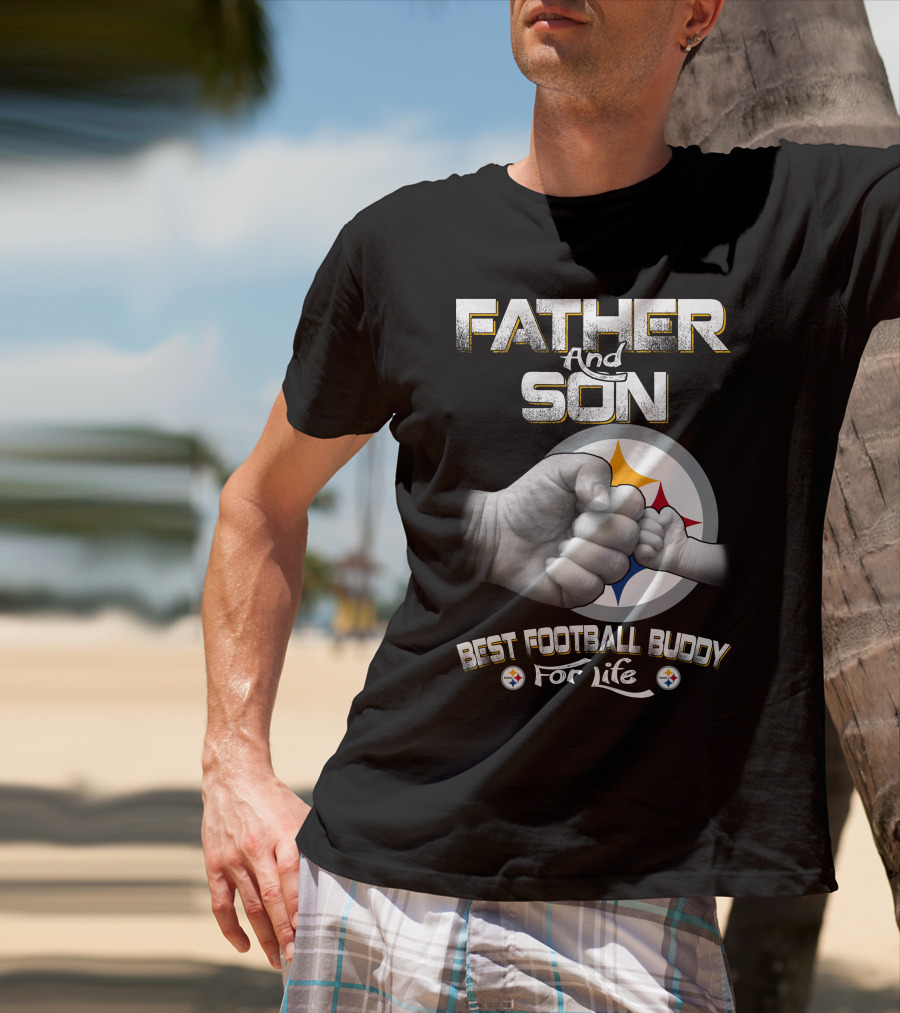 Father And Son Best Football Buddy For Life Steelers Fist Bump T-Shirt