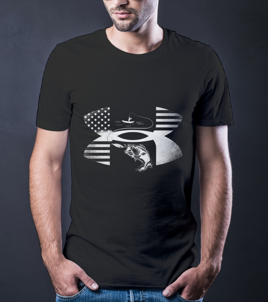 Bass Fishing American Flag Under Armour T-Shirt