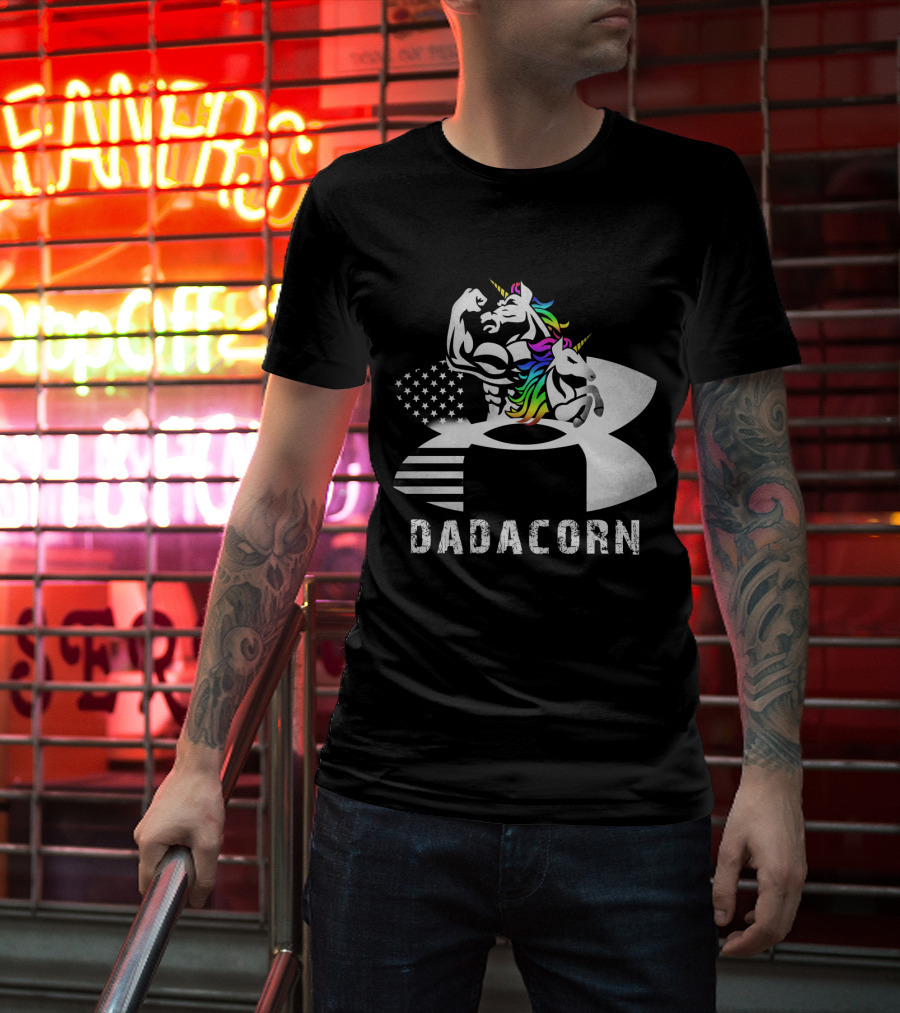 Dadacorn Unicorn Dad Flag Bald Eagle T-Shirt