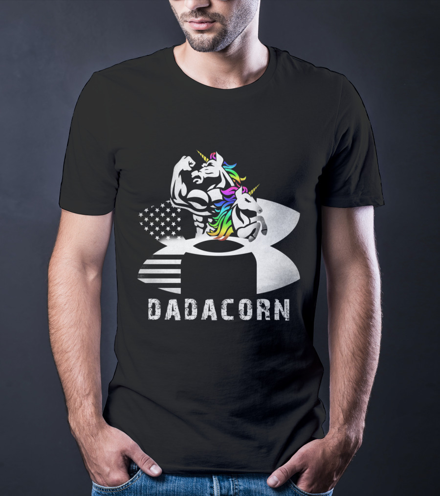 Dadacorn Unicorn Dad Flag Bald Eagle T-Shirt