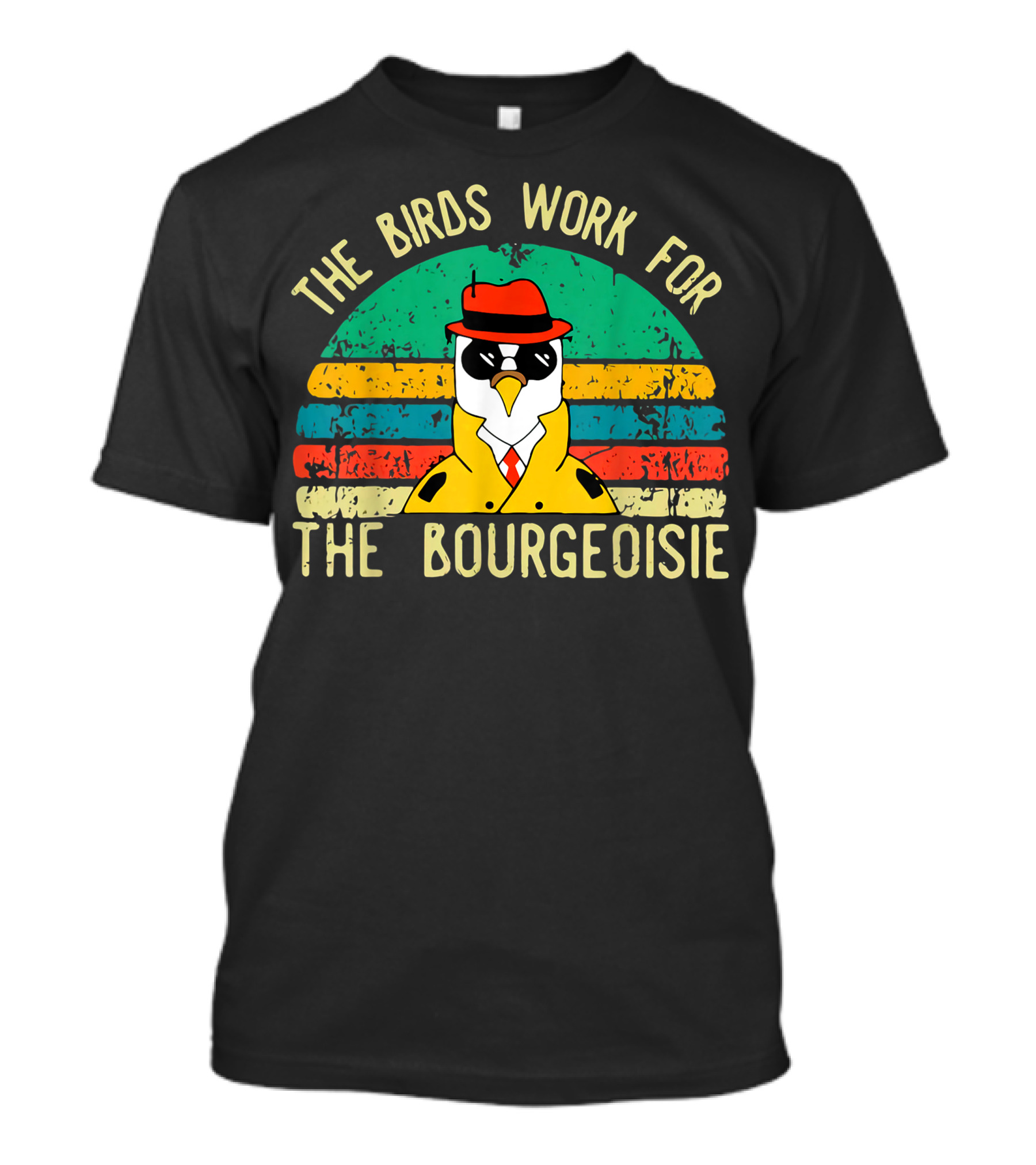 The Birds Work For The Bourgeoisie Retro Style Penguin In Hat And Sunglasses T-Shirt