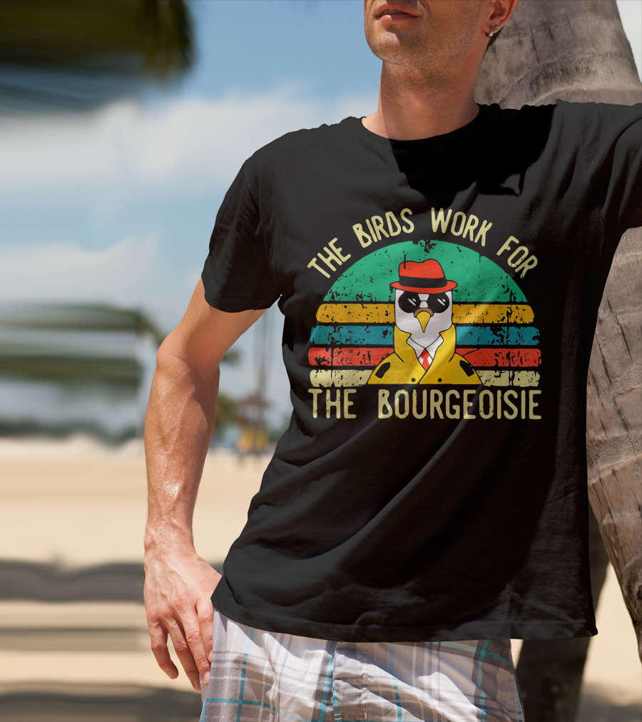 The Birds Work For The Bourgeoisie Retro Style Penguin In Hat And Sunglasses T-Shirt