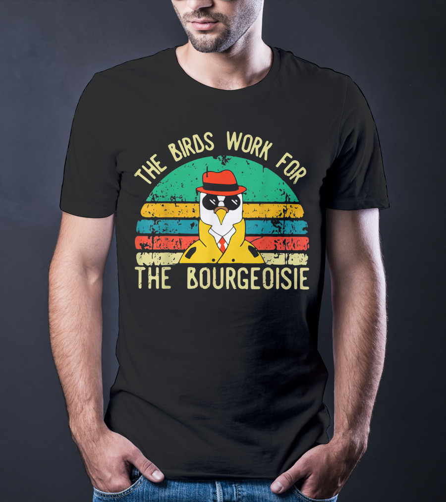 The Birds Work For The Bourgeoisie Retro Style Penguin In Hat And Sunglasses T-Shirt