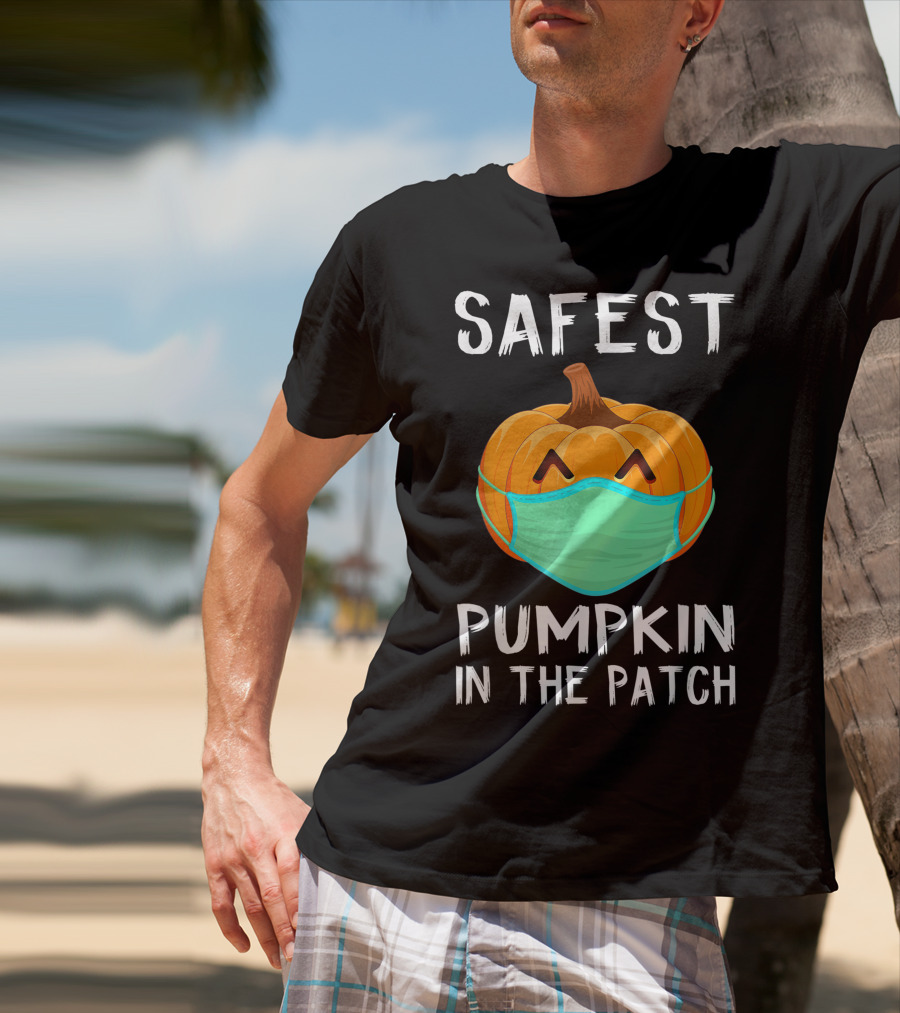 Safest Pumpkin In The Patch Halloween Costume With Face Mask T-Shirt