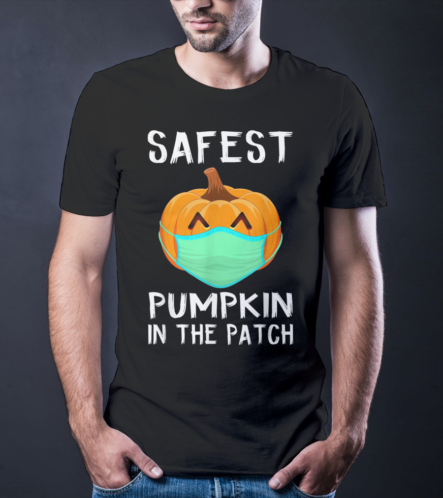 Safest Pumpkin In The Patch Halloween Costume With Face Mask T-Shirt