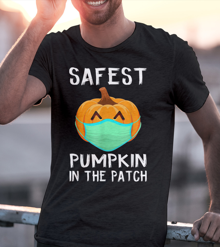 Safest Pumpkin In The Patch Halloween Costume With Face Mask T-Shirt