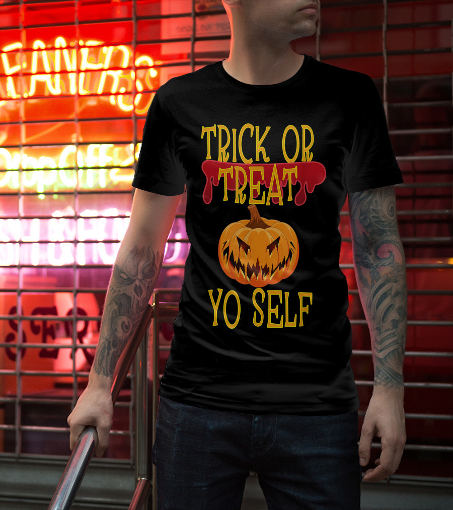 Trick Or Treat Yo Self Pumpkin Halloween Jack-O'-Lantern T-Shirt