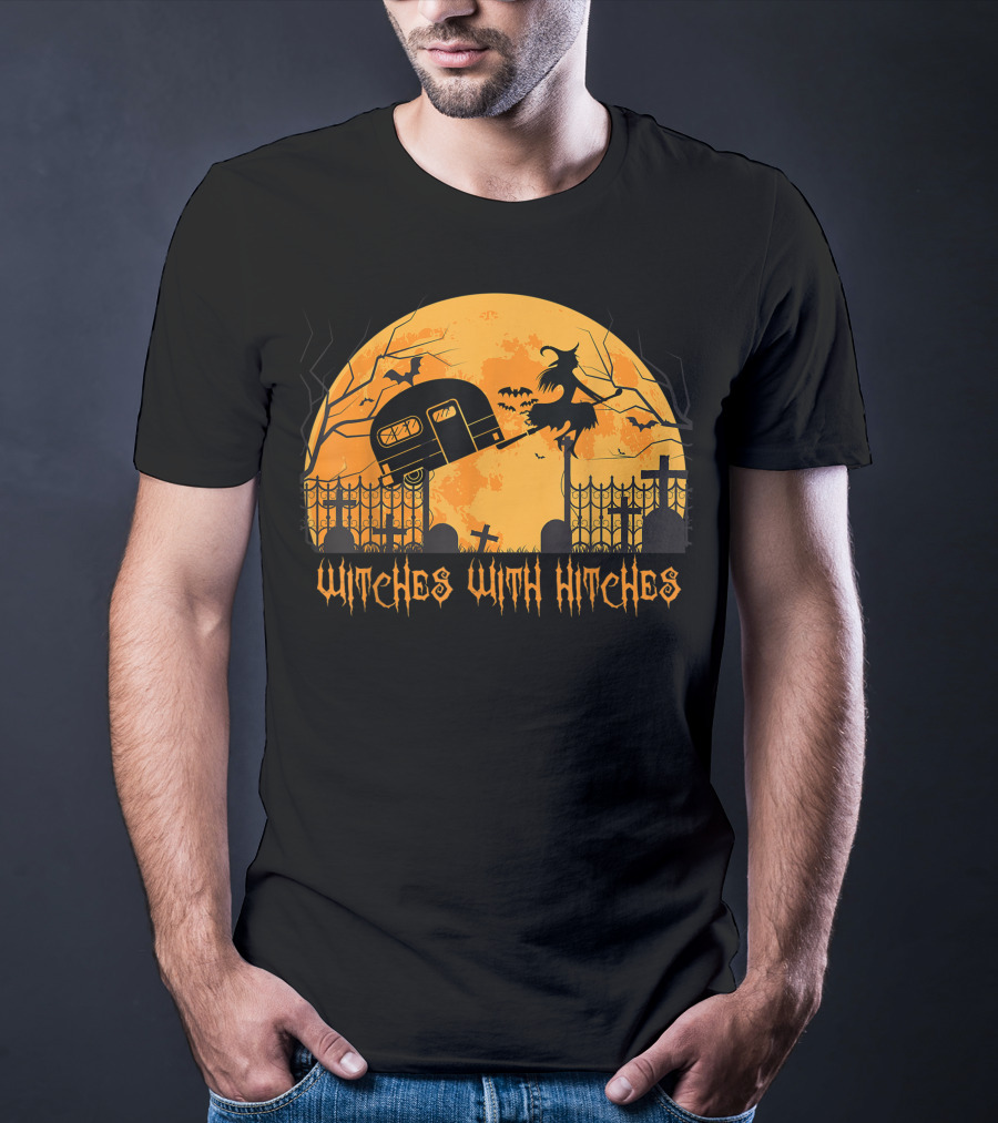 Halloween Spooky Witches With Hitches Camping Scene T-Shirt