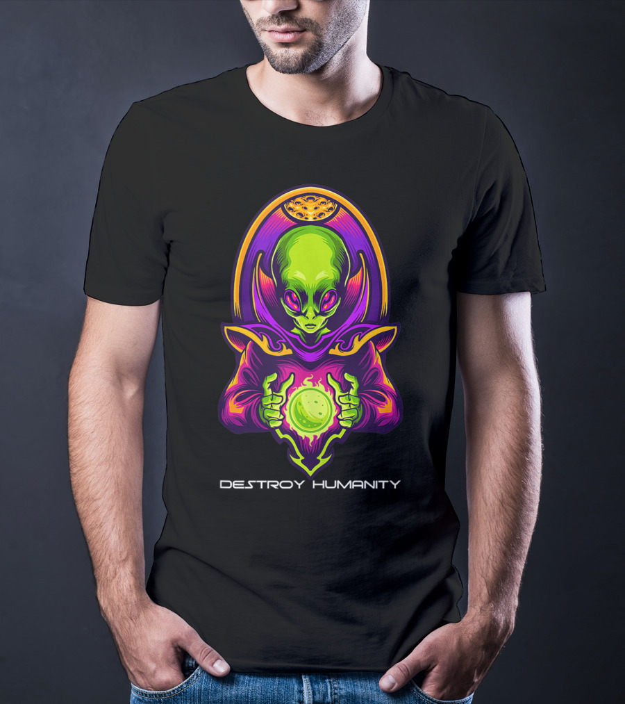 Destroy Humanity Funny Alien Gamer Birthday T-Shirt