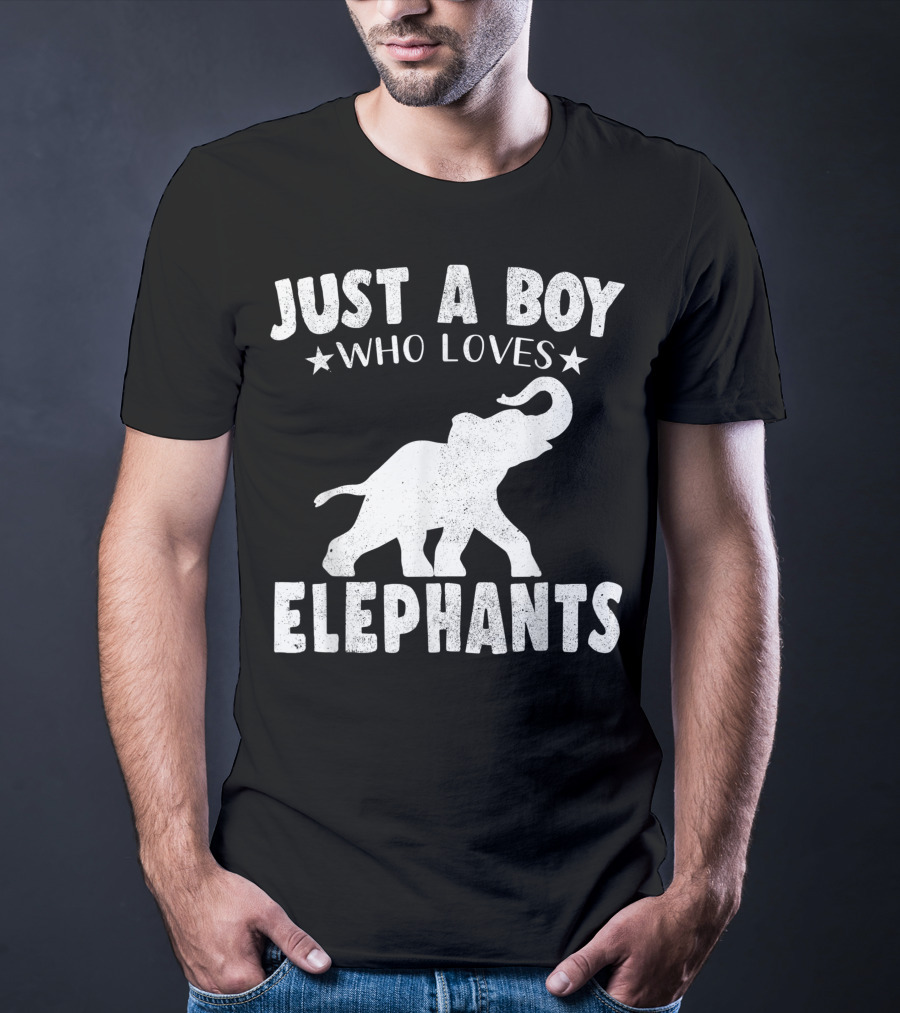Just A Boy Who Loves Elephants Cool Animals Lover Basic T-Shirt