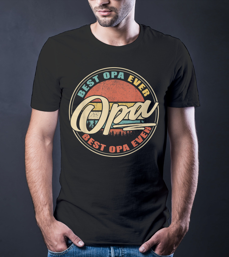Best Opa Ever Vintage Sunset Forest T-Shirt