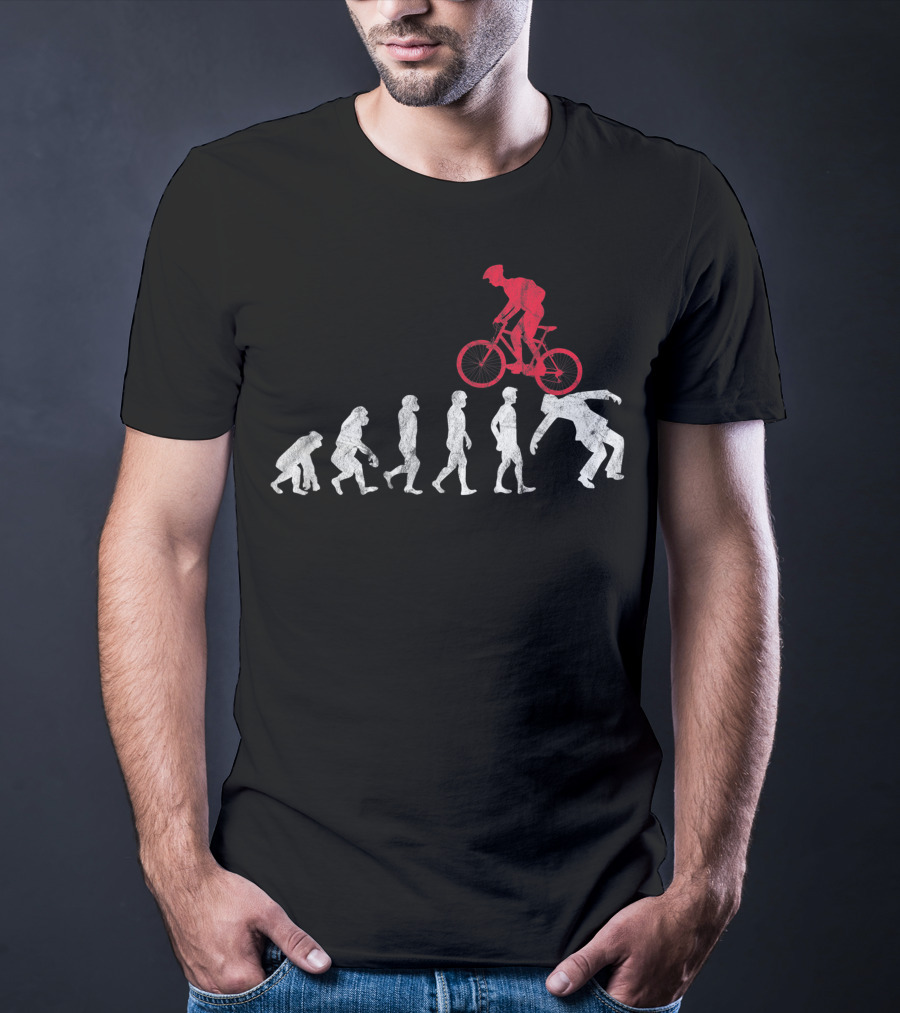 Mountain Bike Evolution Crash Funny MTB Bicycle Biker Rider T-Shirt