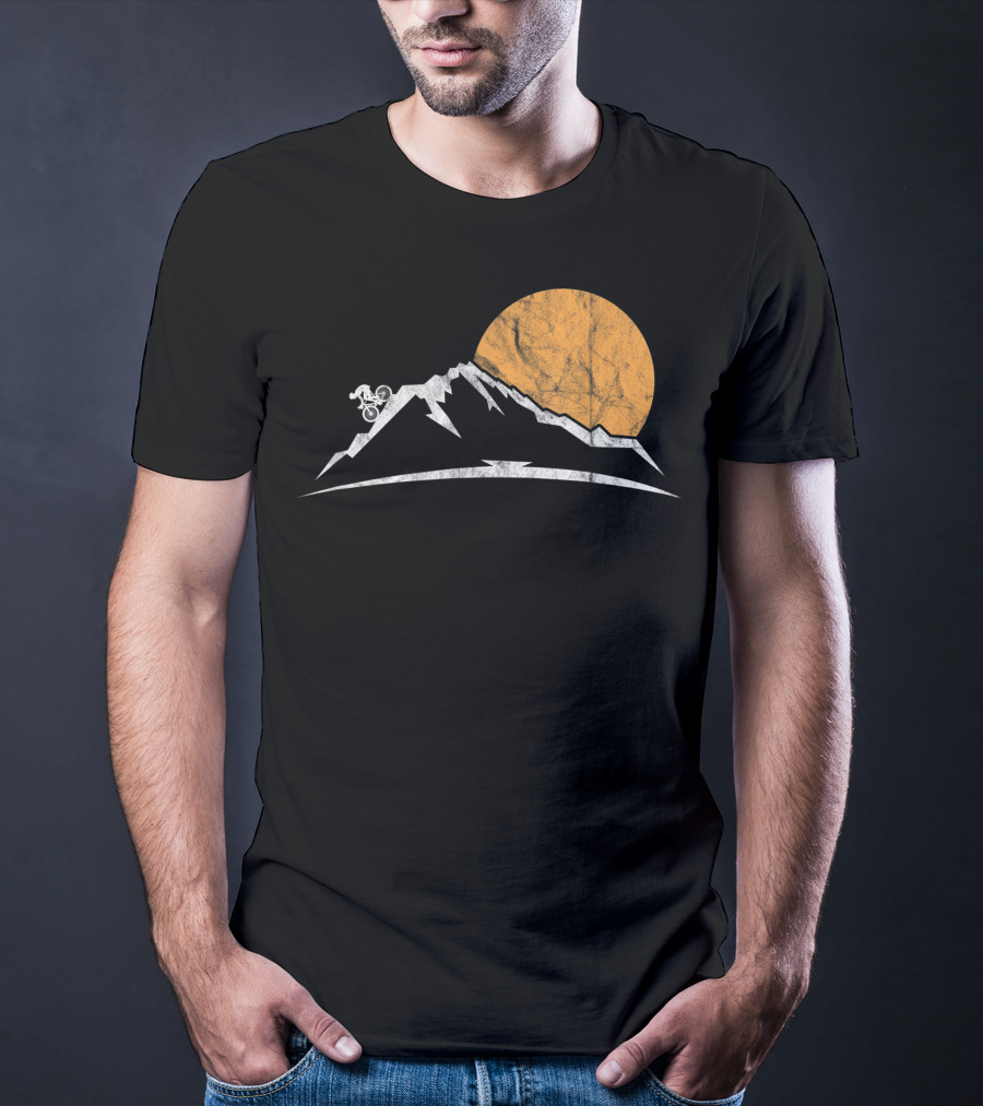 Mountain Bike MTB Downhill Biking Cycling With Sun And Mountain T-Shirt
