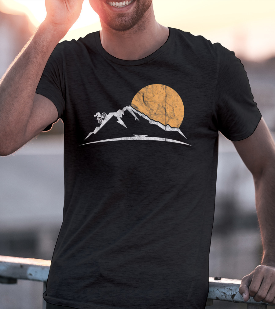 Mountain Bike MTB Downhill Biking Cycling With Sun And Mountain T-Shirt