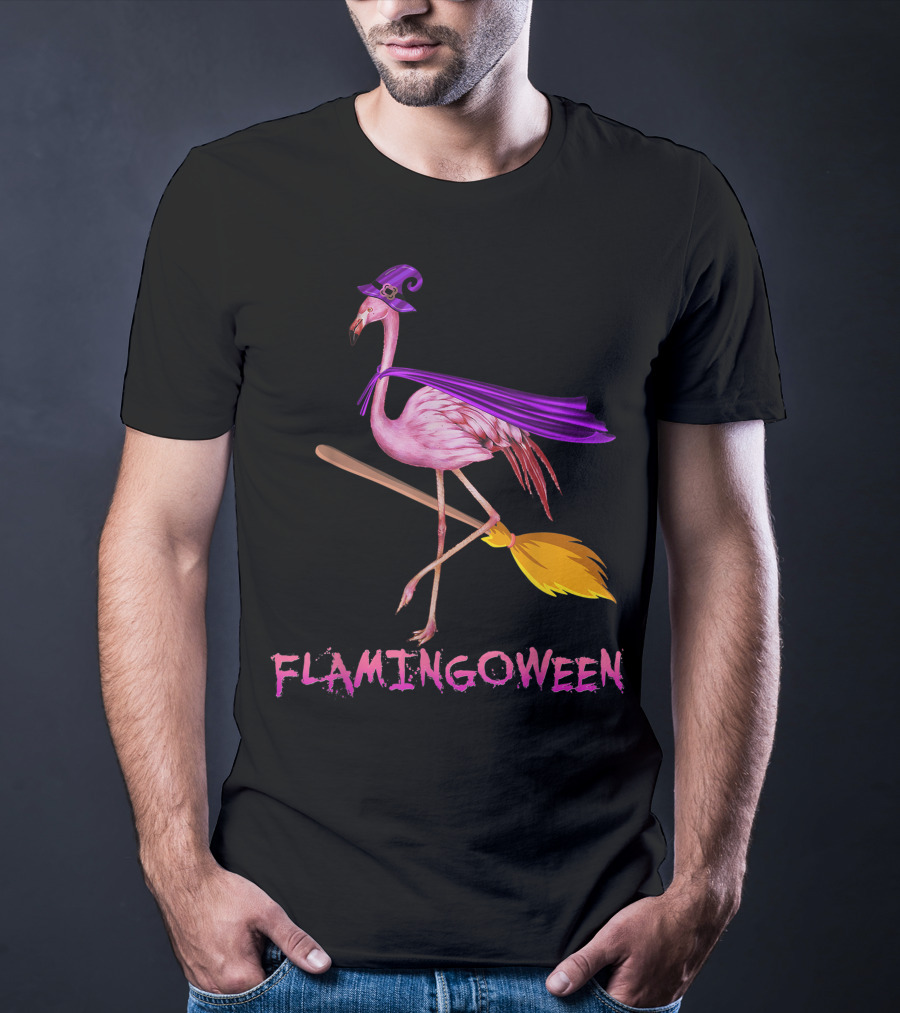 Flamingoween Funny Flamingo Witch Halloween Costume Best T-Shirt