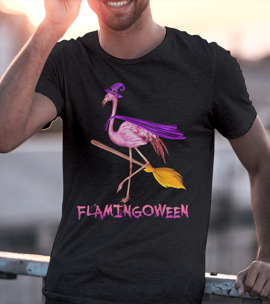 Flamingoween Funny Flamingo Witch Halloween Costume Best T-Shirt