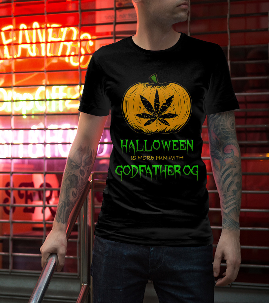Halloween Is More Fun With Godfather OG Weed Pumpkin T-Shirt