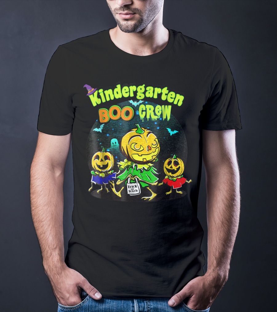 Kindergarten Boo Crew Halloween Trick Or Teach Pumpkin Gang T-Shirt