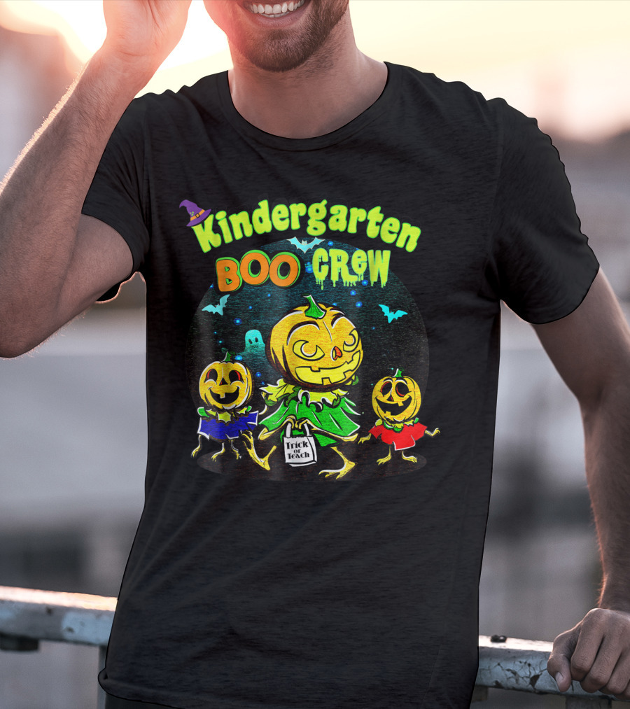 Kindergarten Boo Crew Halloween Trick Or Teach Pumpkin Gang T-Shirt