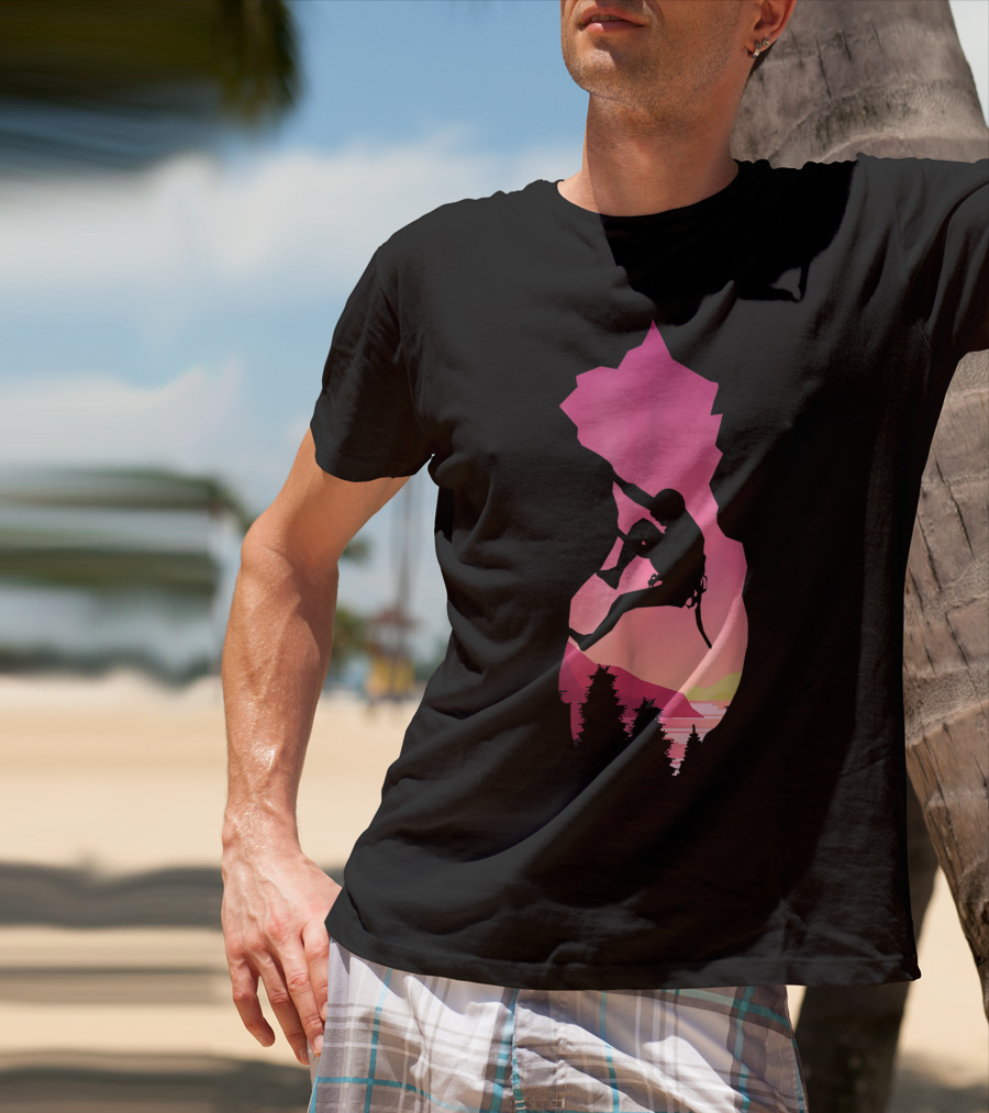 Rock Climbing Adventure Sunset Bouldering Climber Colorful T-Shirt