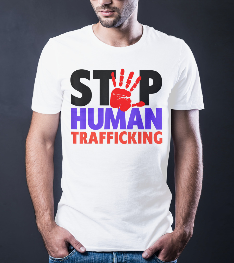 Stop Human Trafficking Red Handprint Awareness T-Shirt