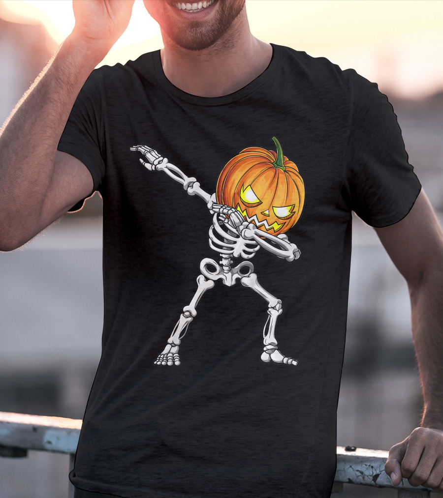 Dabbing Skeleton Pumpkin Halloween Best T-Shirt