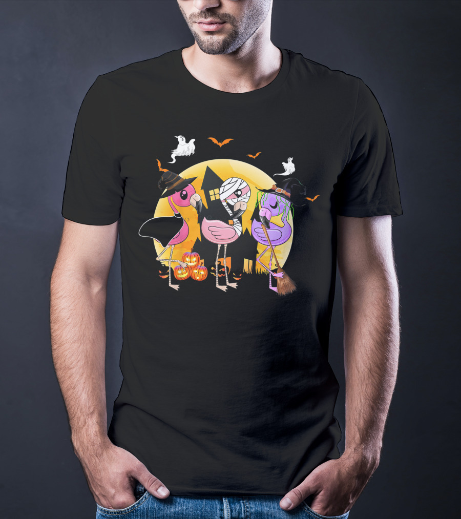 Funny Halloween Party Flamingo Lover Pumpkin Best T-Shirt