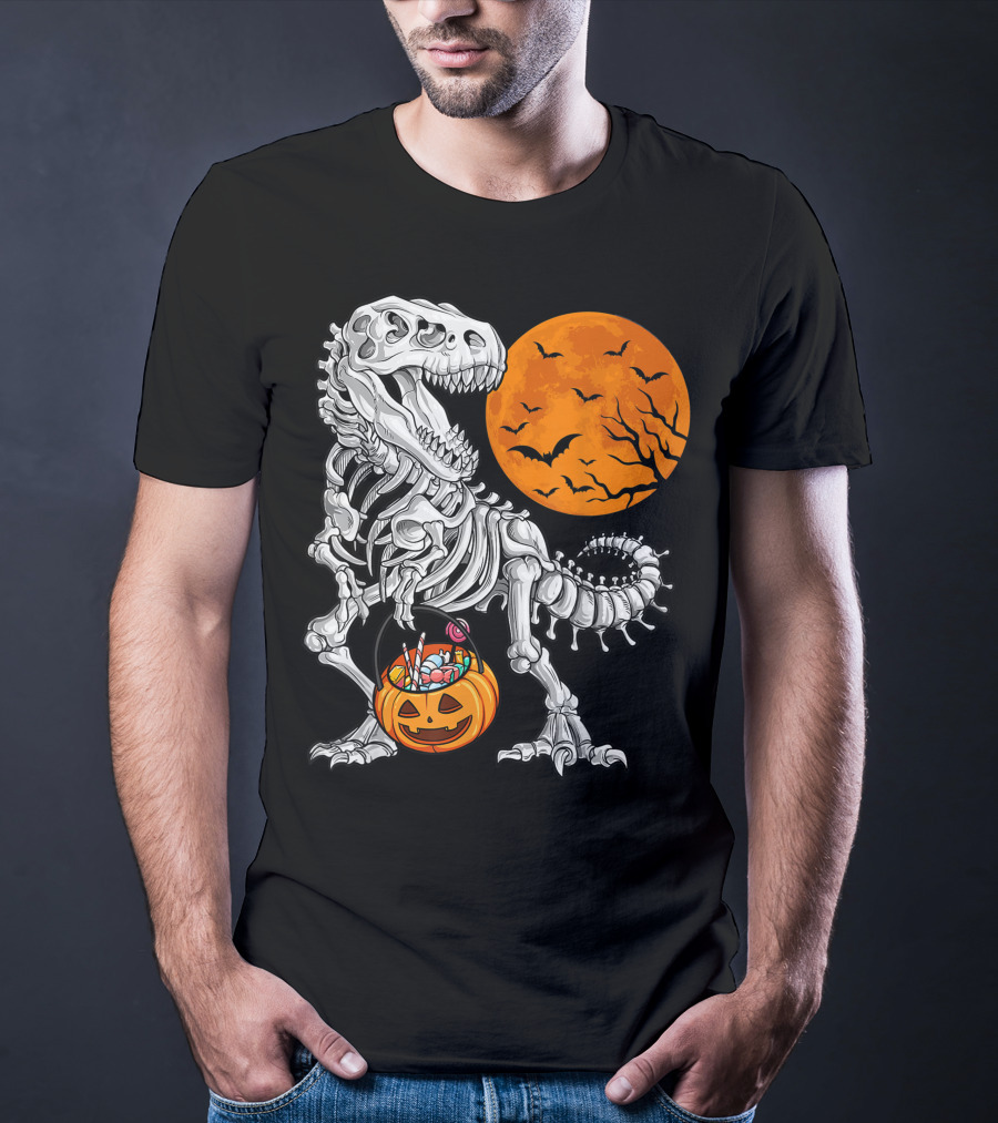 Dinosaur Skeleton Rex Scary Halloween T-Shirt