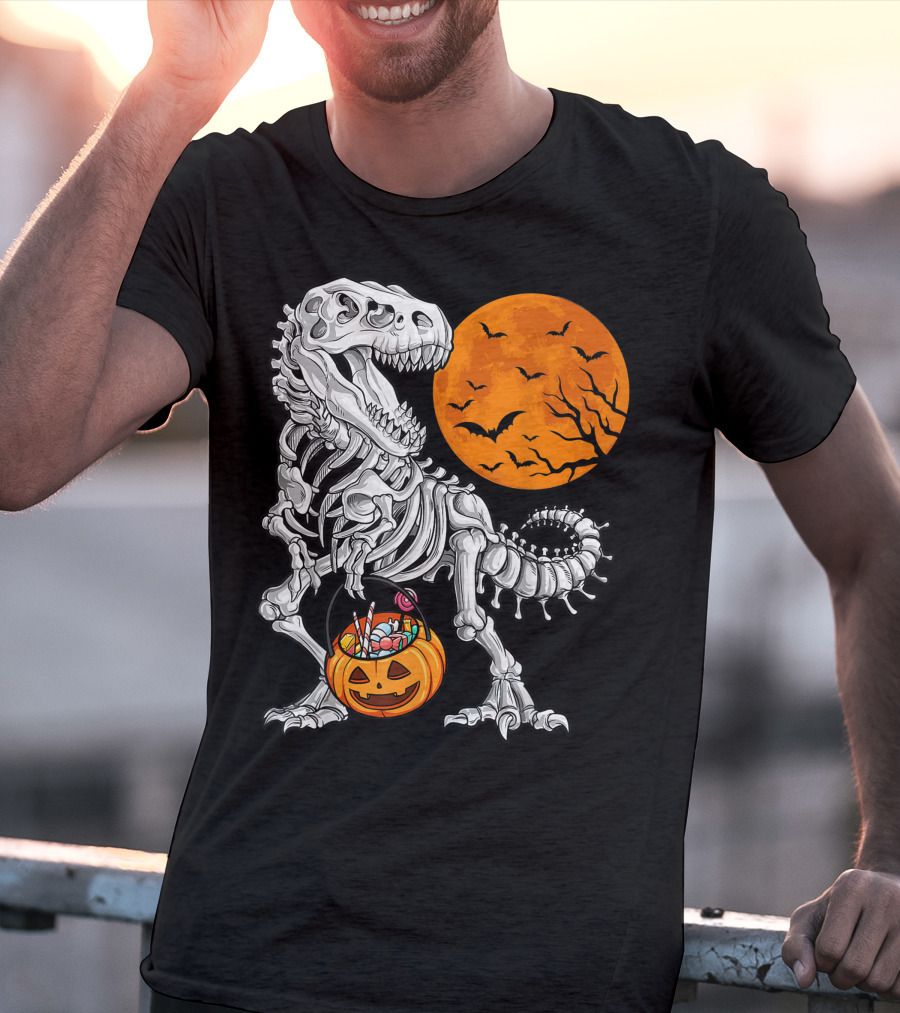 Dinosaur Skeleton Rex Scary Halloween T-Shirt