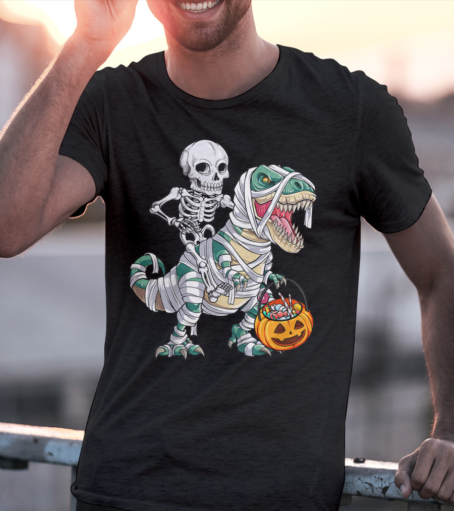 Skeleton Mummy Dinosaur Rex Halloween Best T-Shirt