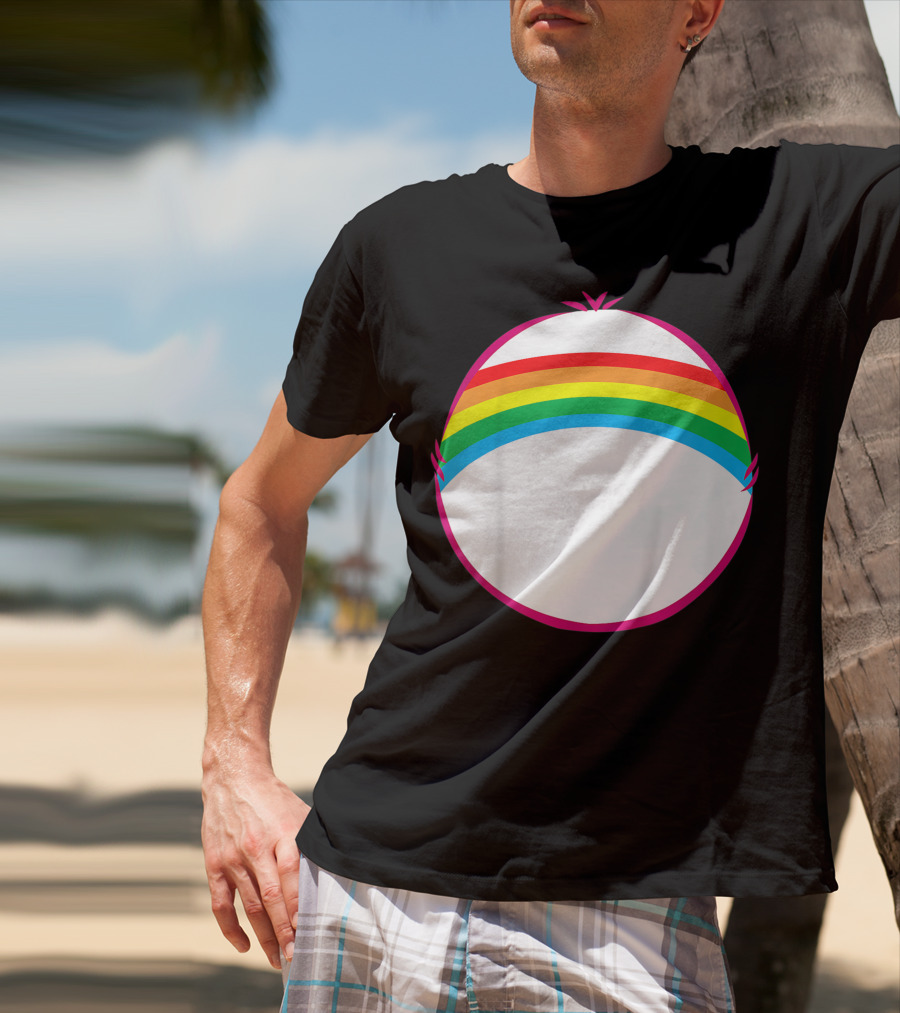Adult Bear Cheer Rainbow Classic Icon Rainbow Arch T-Shirt