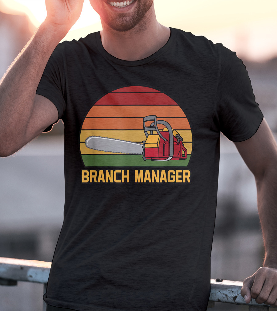 Funny Vintage Chainsaw Branch Manager Lumberjack Logger Retro Stripe T-Shirt