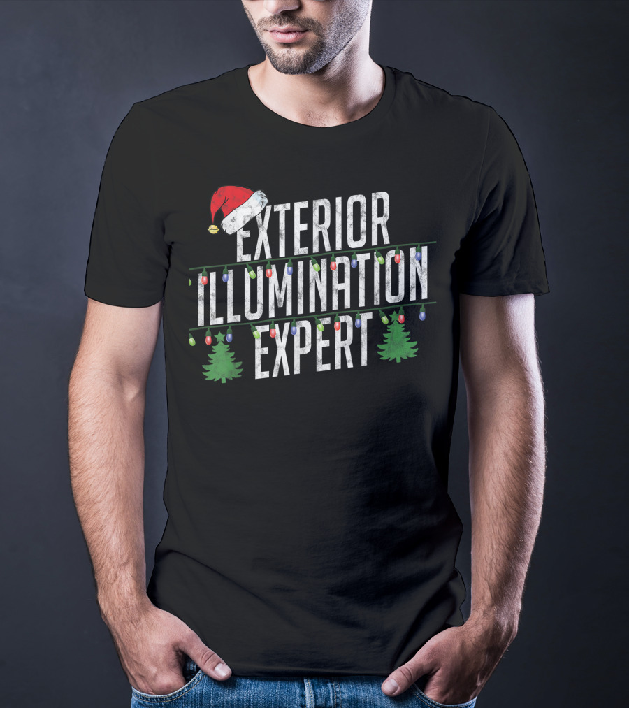 Exterior Illumination Expert Christmas Lights Santa Hat Trees T-Shirt