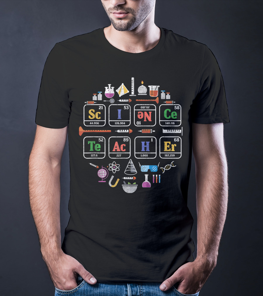 Science Teacher Periodic Table Chemistry Elements Icons T-Shirt