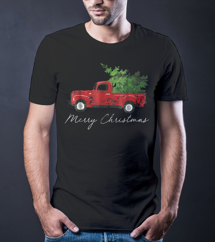 Merry Christmas Vintage Wagon Christmas Tree On Car Xmas Vacation T-Shirt